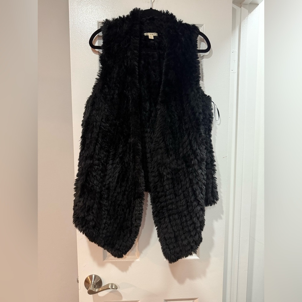 Black faux fur vest
